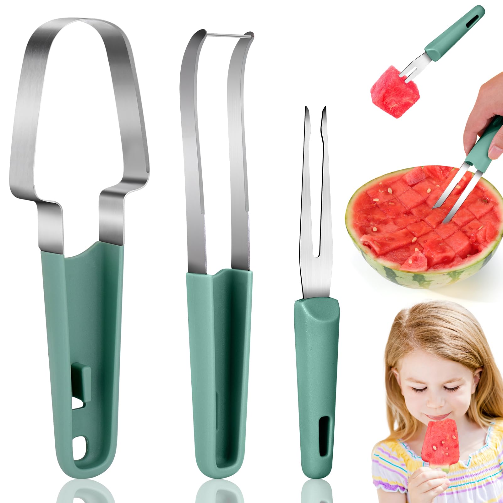 Watermelon Slicer Cutter - 3'ü 1 Arada Karpuz Çatalı Dilimleyici