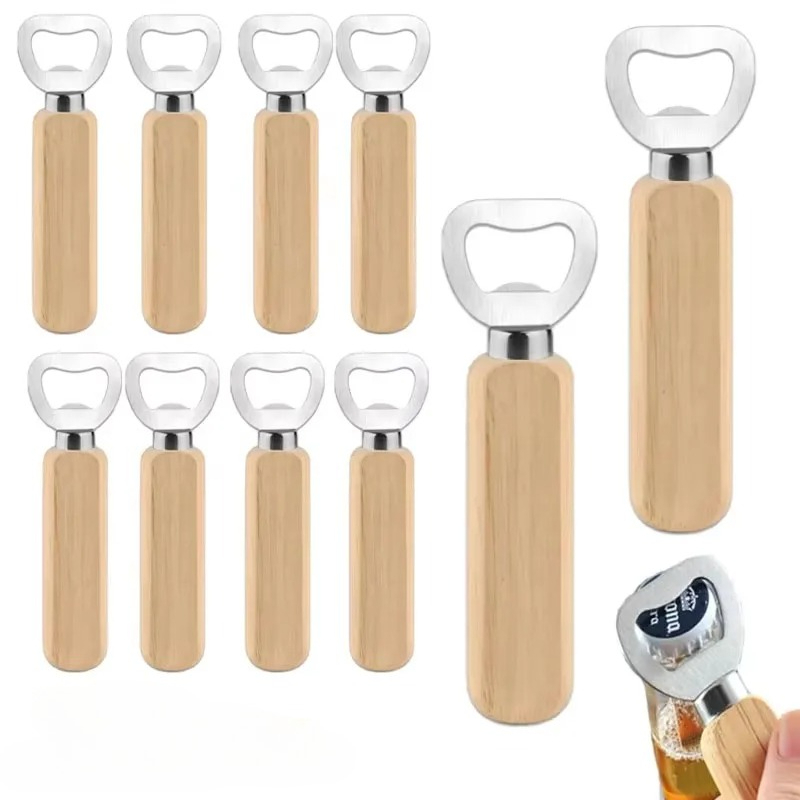 Kitchen Gadgets To Gift - Paslanmaz Çelik Ahşap Şişe Açacağı Ev